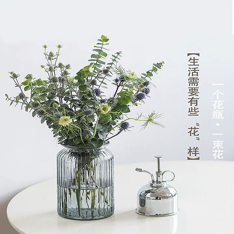 Small fresh colored glass vase transparent hydroponic green rose European-style home living room pastoral glass vase wholesale