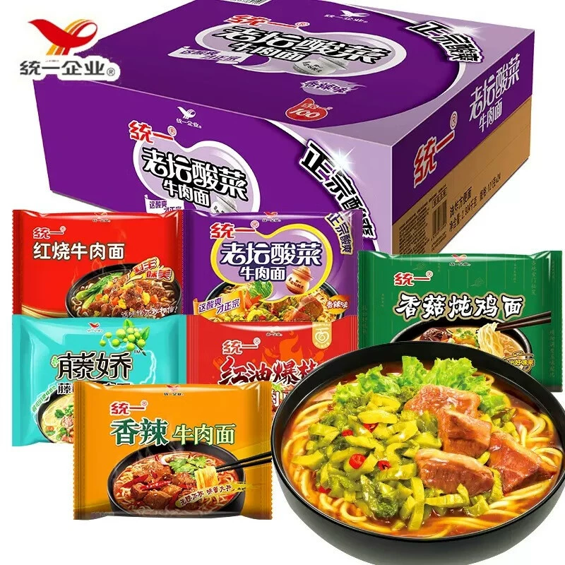 Единый тушеная говядина 100 г лапша быстрого приготовления 24 пакетика острой говяжьей лапши закуски суп быстрого приготовления лапша