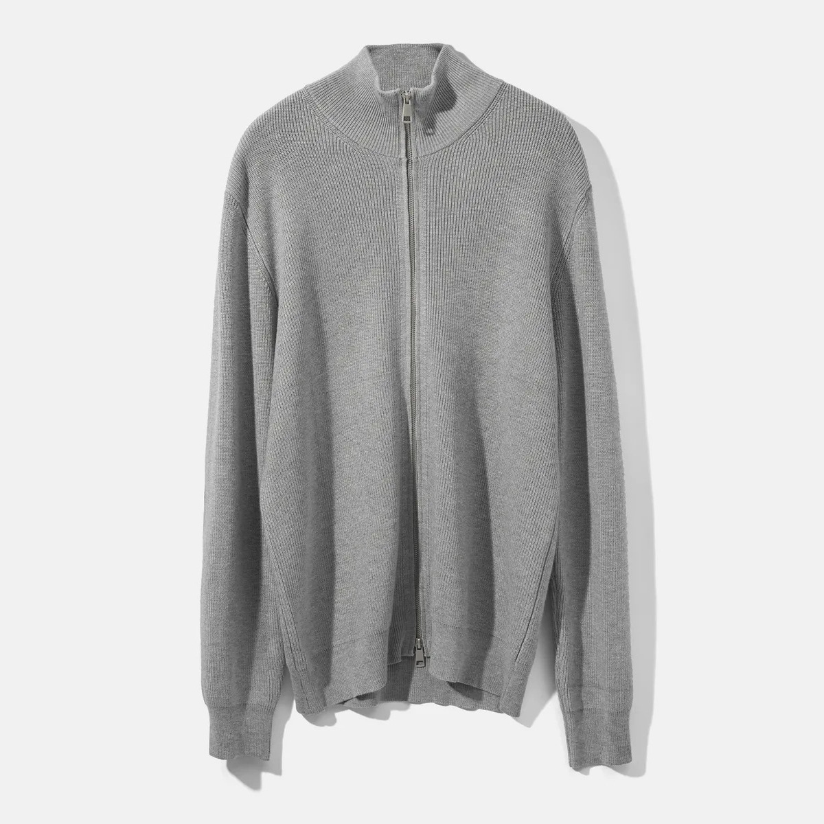 Hombre de cuello alto de doble cabeza cremallera suéter otoño y invierno nuevo estilo de ropa casual de hombre de negocios de color sólido delgado jersey cardigan superior