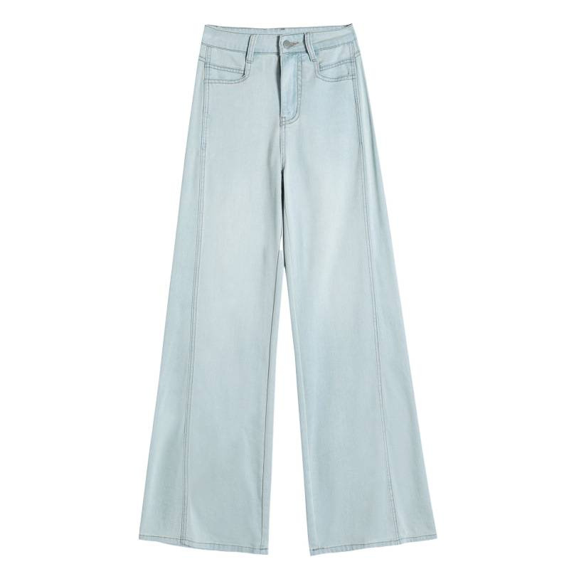 Lesel Tencel jeans de gran cuerno para mujeres verano 2026 cintura alta sensación de hielo sin piernas de trapazo pantalones de piernas anchas