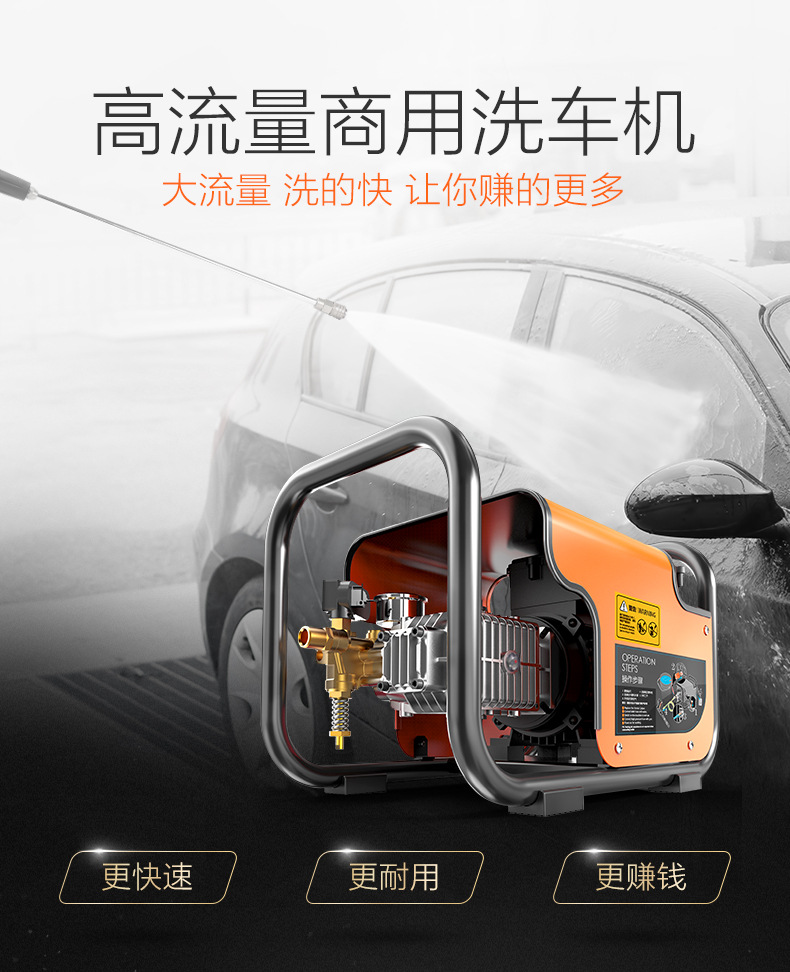 Yili High Power Car Washing Machine Artifact Household 220V High Pressure Water Pump Brush Car Water Gun Powerful Washing and Grabbing Car