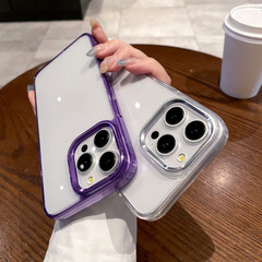 适用iPhone16/15/13新女五金镜头框 苹果16PRO奶油凹槽金属金盾壳