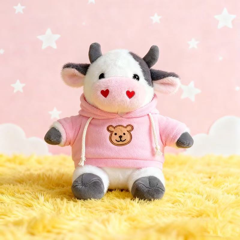 Transfronterizos de vestir grandes flores juguetes de peluche muñecas de vaca zodiacal muñecas de tela regalo muñecas de vaca de flores muñecas