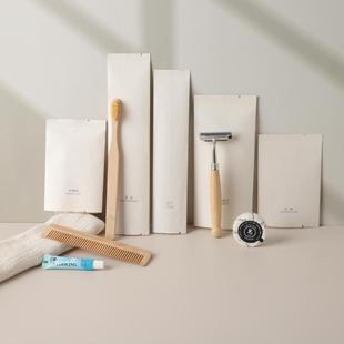 B&B Disposable Toiletries Set High-End Simple Bamboo Wood Degradable Comb Bamboo Toothbrush Razor Set