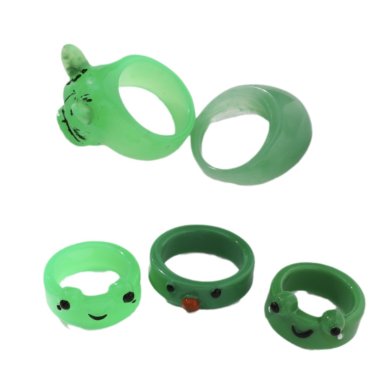 Verano transfronterizo Amazon nueva historieta luminosa animal resina diversión personalidad hip hop conjunto anillo