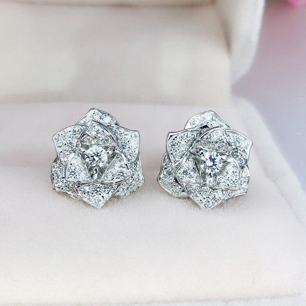 Zircon Stud Earrings Multi-coloured Crystal Jewellery Gift_voghion.com