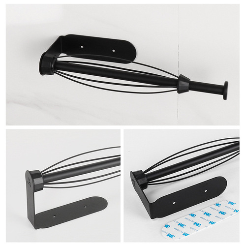 Stainless steel damper paper towel holder without punching kitchen plastic wrap holder bathroom paper towel rod non-slip and rust-proof roll paper holder