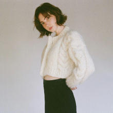 早春ins新款高腰短款纯手工高比例羊毛马海毛外套毛衣女sweater