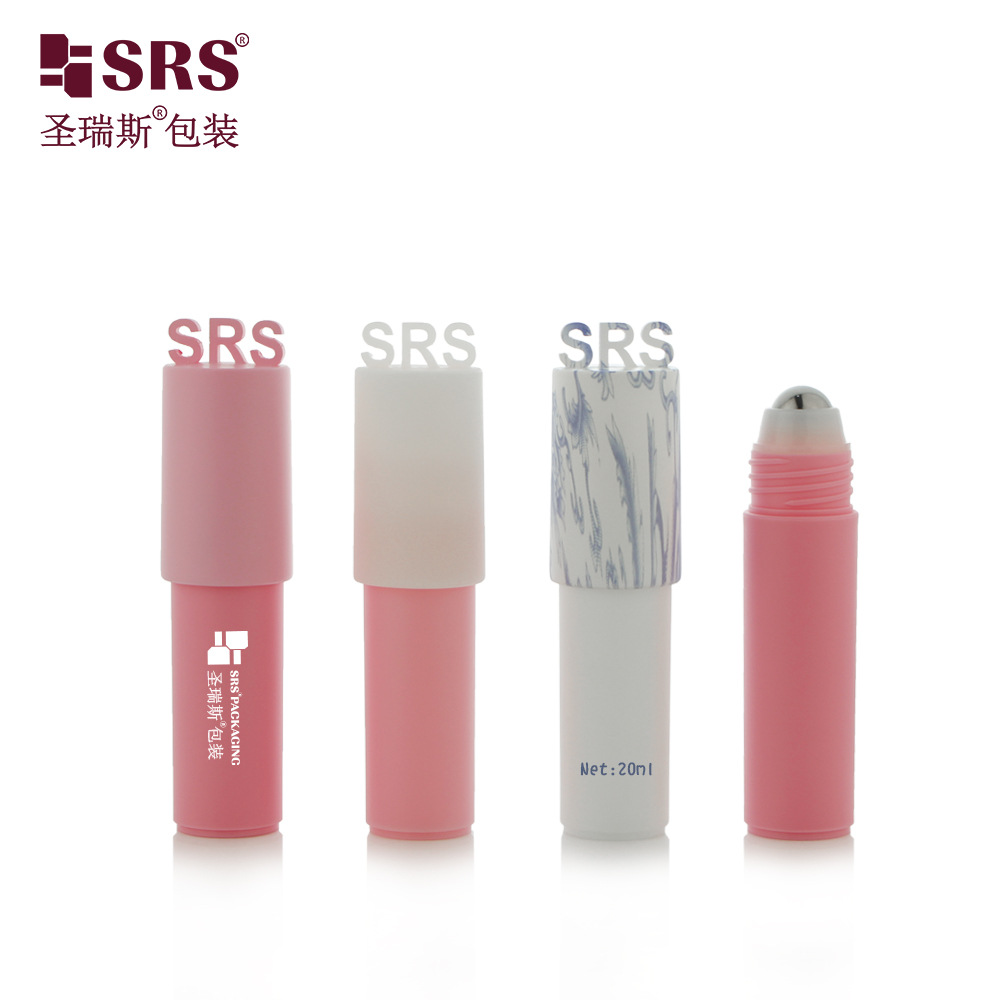 最新设计塑盖手板自带Logo定制色20mlPP走珠瓶护肤精华祛痘走珠