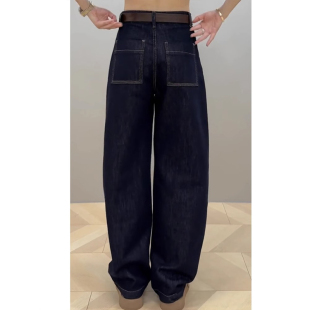 Retro Machete Denim Pants 2024 New Autumn Popular Explosions plus size Loose bf Lazy Wind Wide Leg Pants