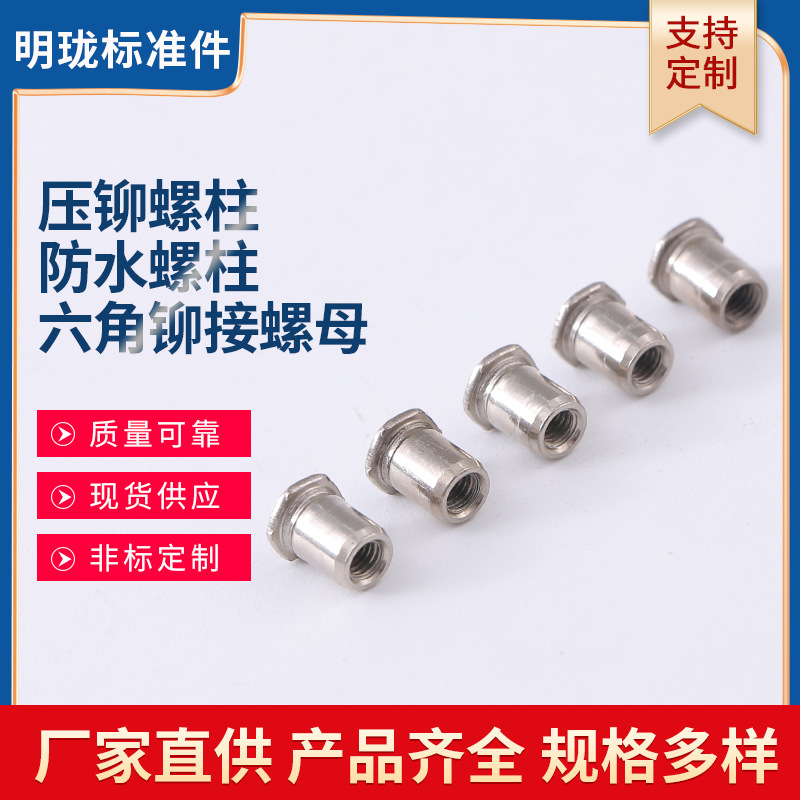 304不锈钢密封螺母柱BS-M3M4M5M6M8盲孔压铆防水螺母