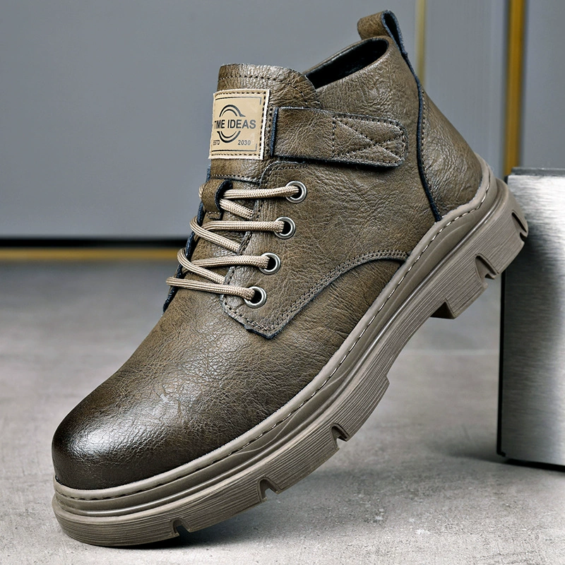 2023 осенне-зимние новые хлопчатобумажные сапоги, мужские модные Универсальные высокие теплые ботинки Martin, Мужская Рабочая обувь в стиле ретро, кожаная обувь, мужская обувь