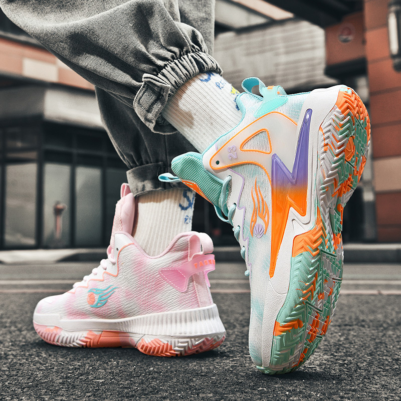 Zapatos de baloncesto de verano para hombres y mujeres parejas de tela de malla transpirable antideslizante zapatos de baloncesto