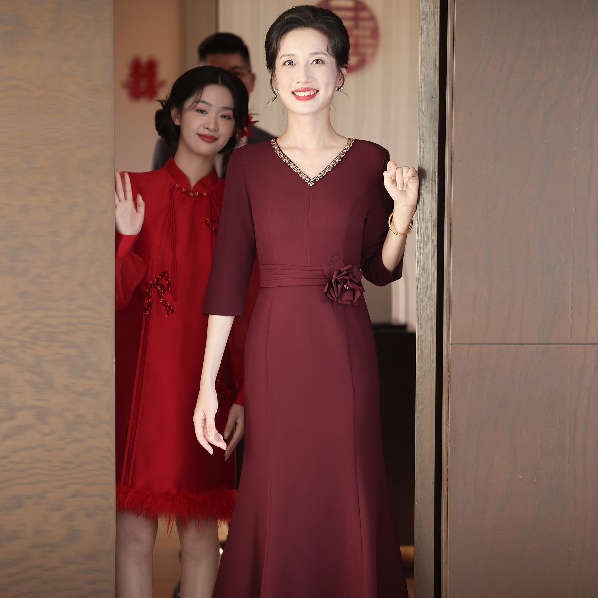 Zhili's Elegant Mother-In-Law Wedding Banquet Outfit 2026 New Spring Collection, Light Luxury High-End Modified Qipao Dress, Slimming Plus Size