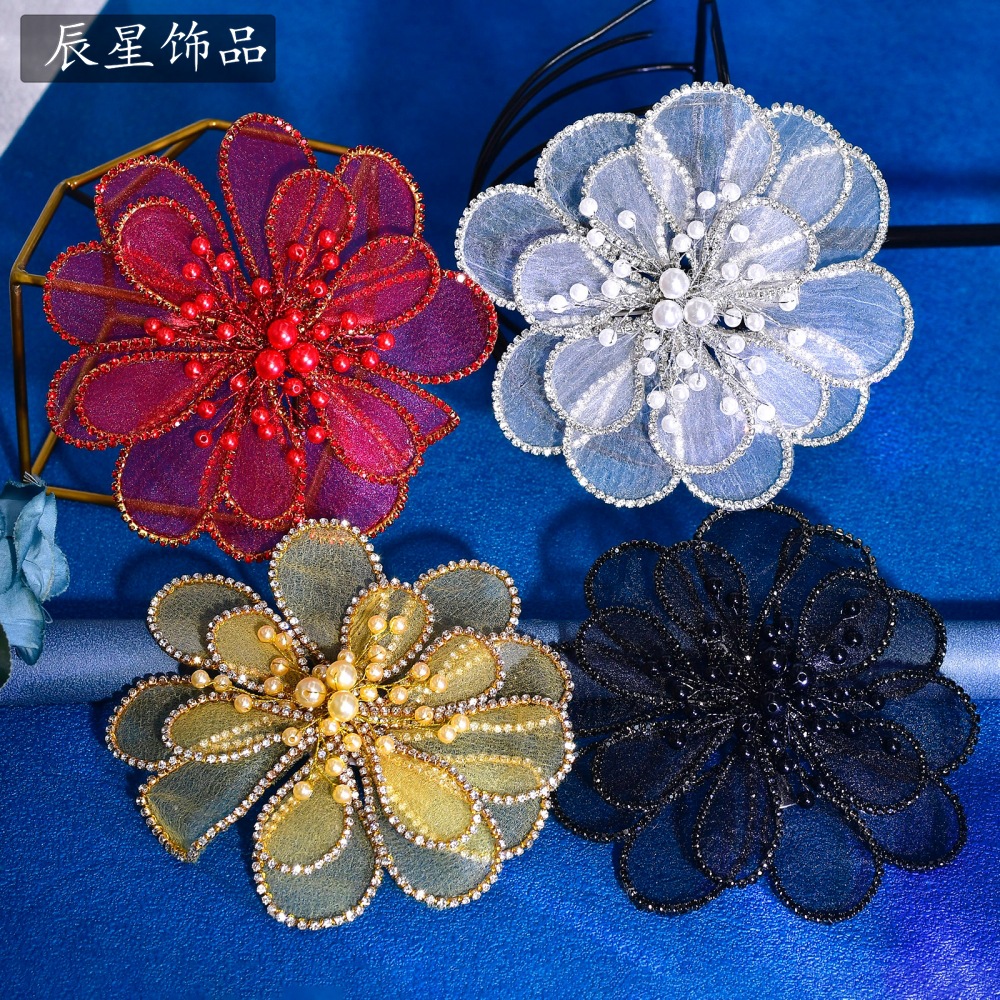 Morning Star Sparkling Diamond Multi-Color Bridal Hair Clip Mesh Flower Beaded Duckbill Clip Prom Dress Hair Accessory in Stock Cx888