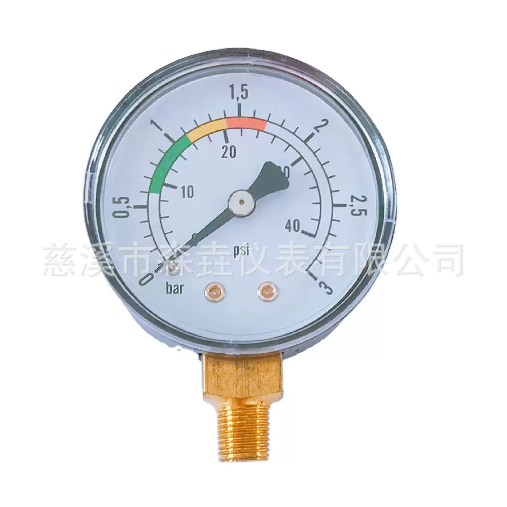 慈溪源头工厂  Y50径向塑壳压力表 0-3BAR/PSI 英制锥螺纹1/4BSPT