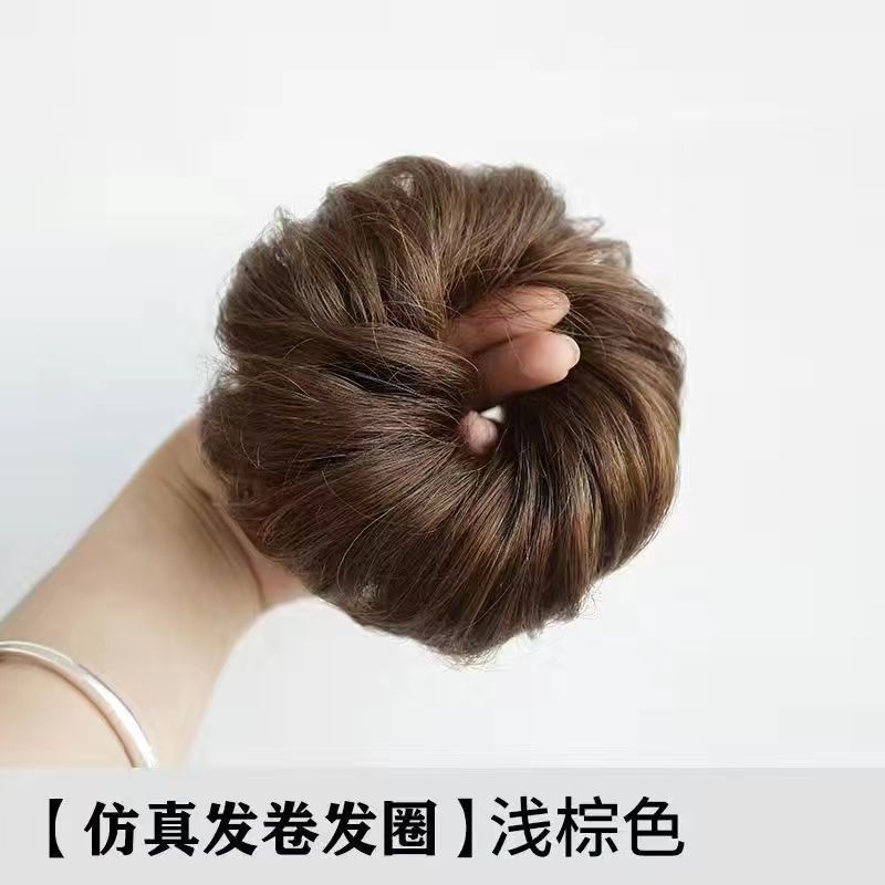 Cabeza de bola de pelo real completo Peluca de pelo real anillo de pelo peluca femenina bolsa de peluca natural flor corsé pelo updo falsa cabeza de bola