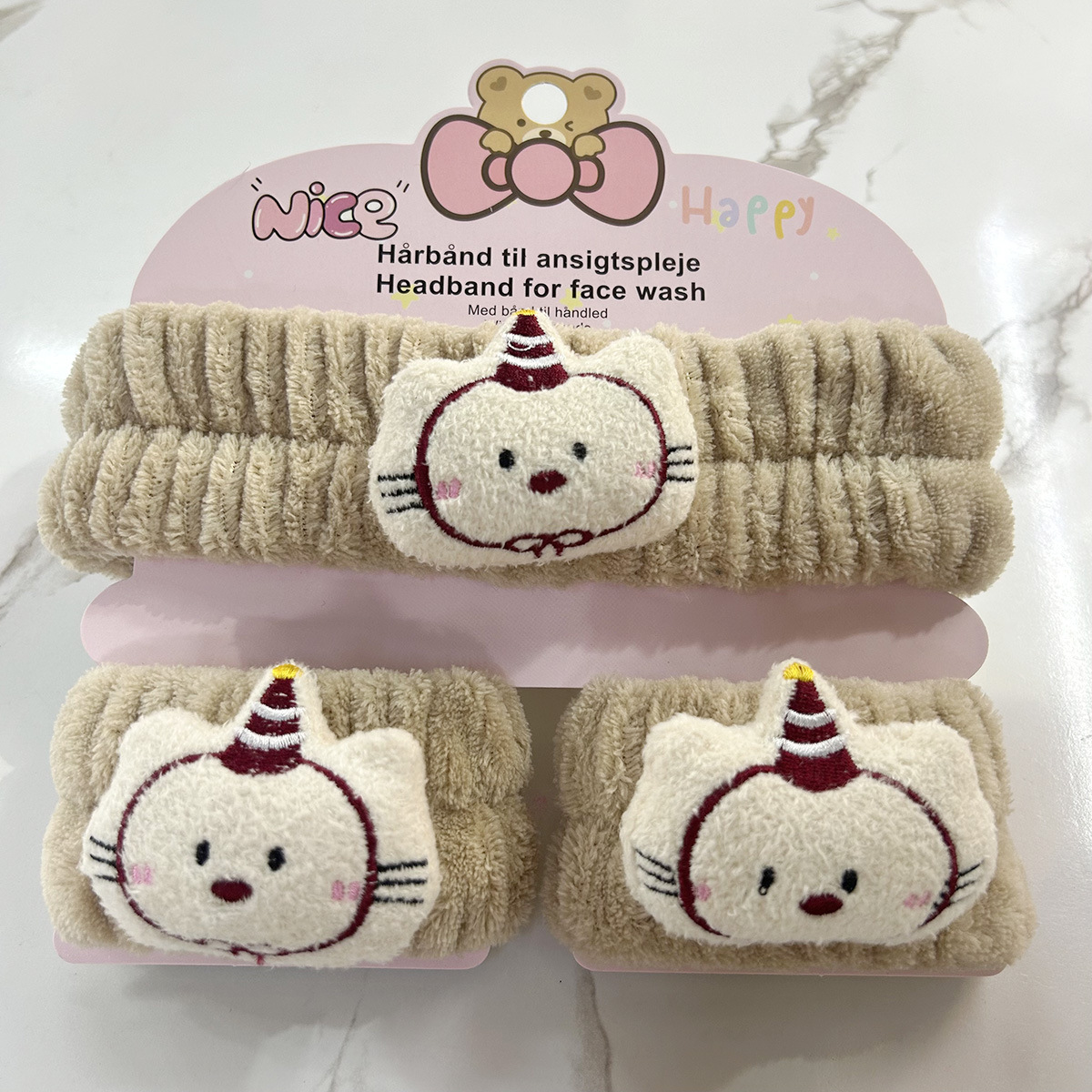Banda de cabello de moda con tarjeta de papel dulce decoración de animales pequeños de peluche de lavado banda de cabello de dibujos animados correa de muñeca tridimensional