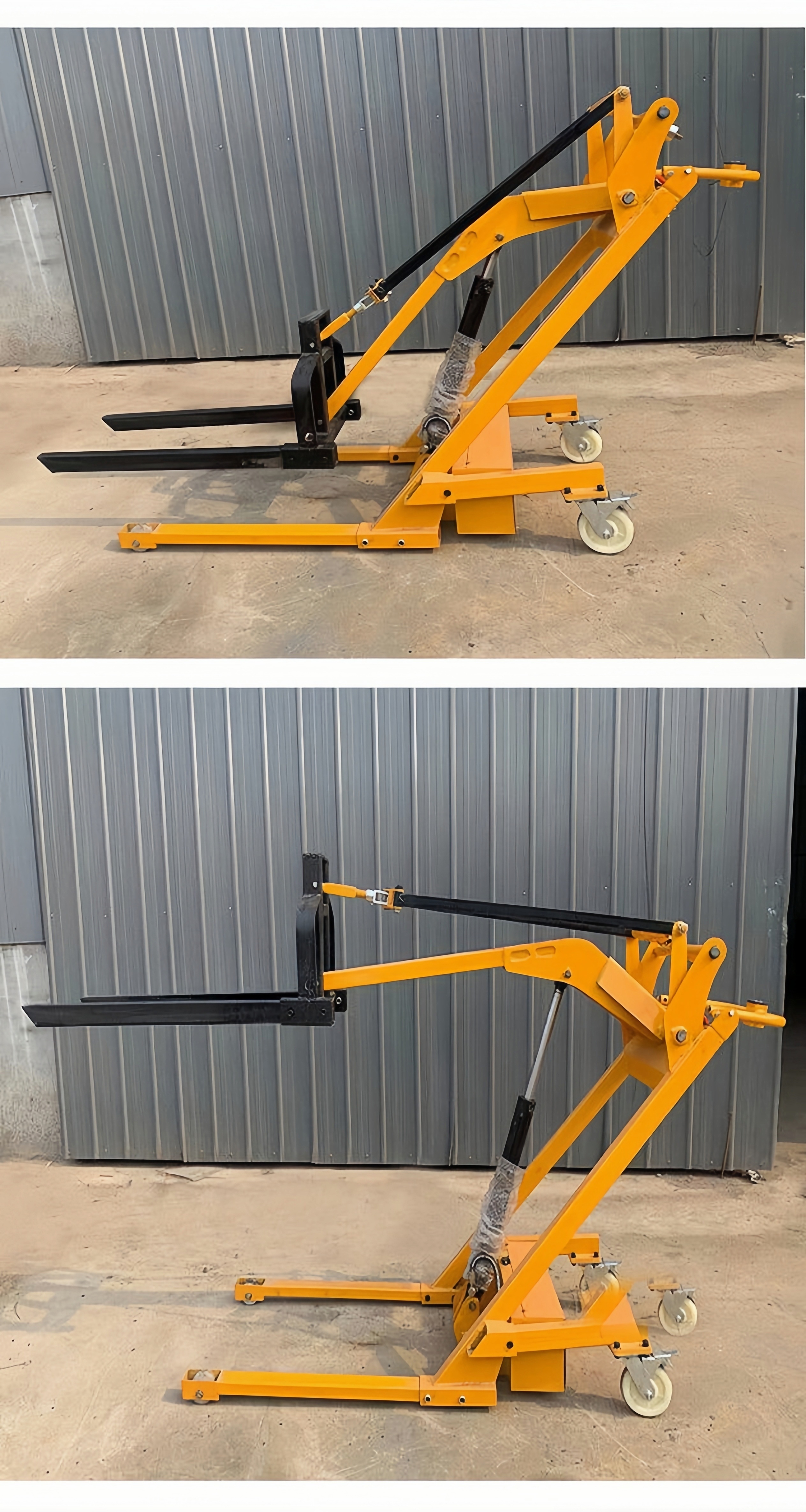 Portable Curved-Arm Electric Hydraulic Forklift, Small Lifting and Transport Vehicle, Household Simple Loading and Unloading Vehicle, Hand-Pushed Stacking Truck