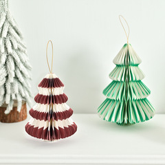 クロスボーダー新しい紙立体クリスマスツリーハニカム DIY ペンダント大晦日ミニ装飾品デスクトップ装飾アレンジメント
