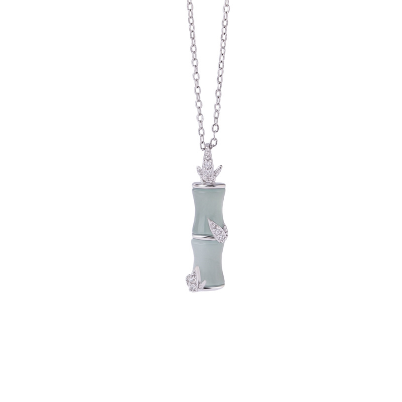 Mặt dây chuyền bạc S925 hình lá tre phong cách cổ điển Trung Hoa — Mặt dây chuyền đơn (không bao gồm dây chuyền)