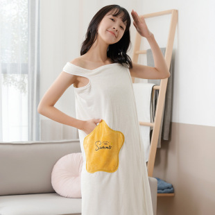 Cartoon star coral fleece Bath dress women's bath bathrobe can be worn and wrapped large size bath skirt is not easy to shed hair bath towel wholesale