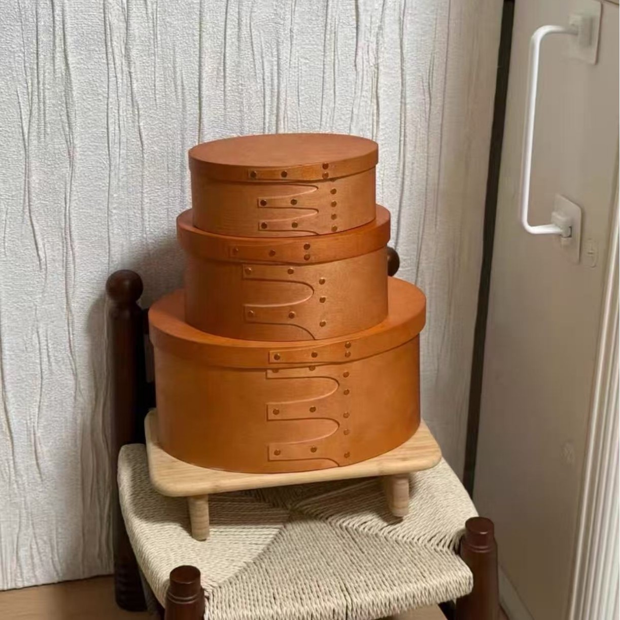 Wooden Shaker Box Retro Rivet Oval Tissue Box Wooden Miscellaneous…