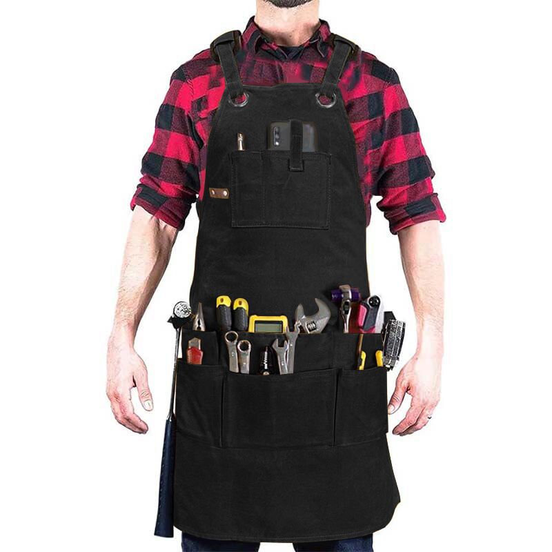 Transfronterizo amazonas gruesa lona delantal doble bolsillo tridimensional reparación mecánica electricista carpintería delantal al por mayor