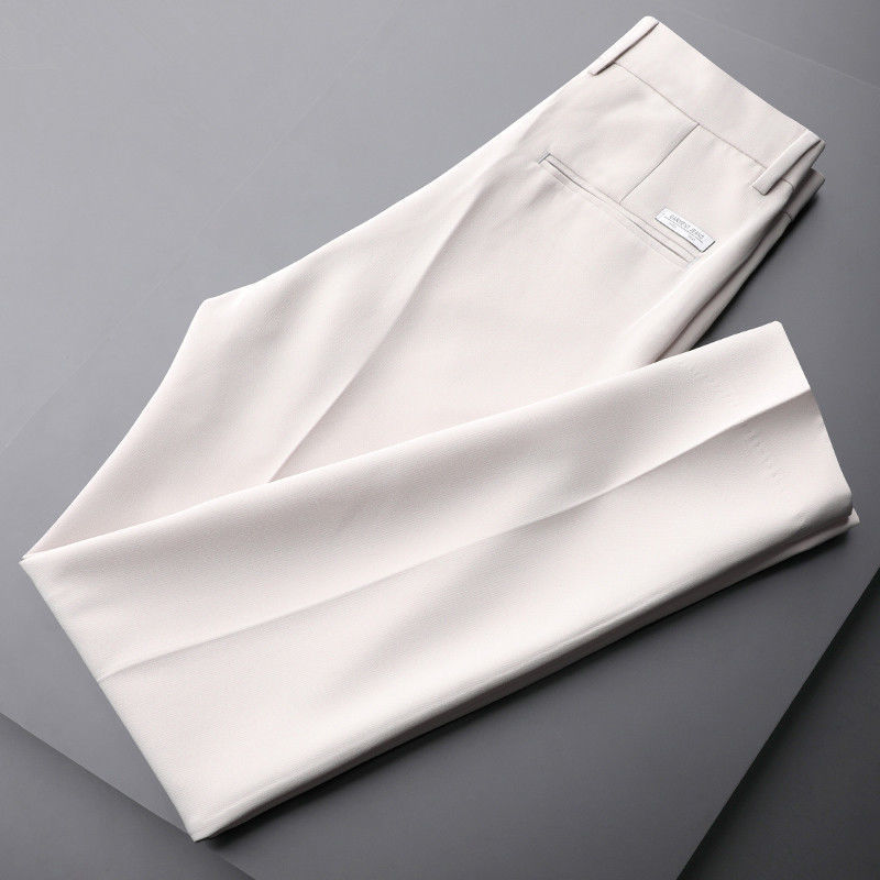 White Pants Spring and Summer Thin creamy-white Pants Men's Casual Trousers Suit Men's Hangting Straight Hair