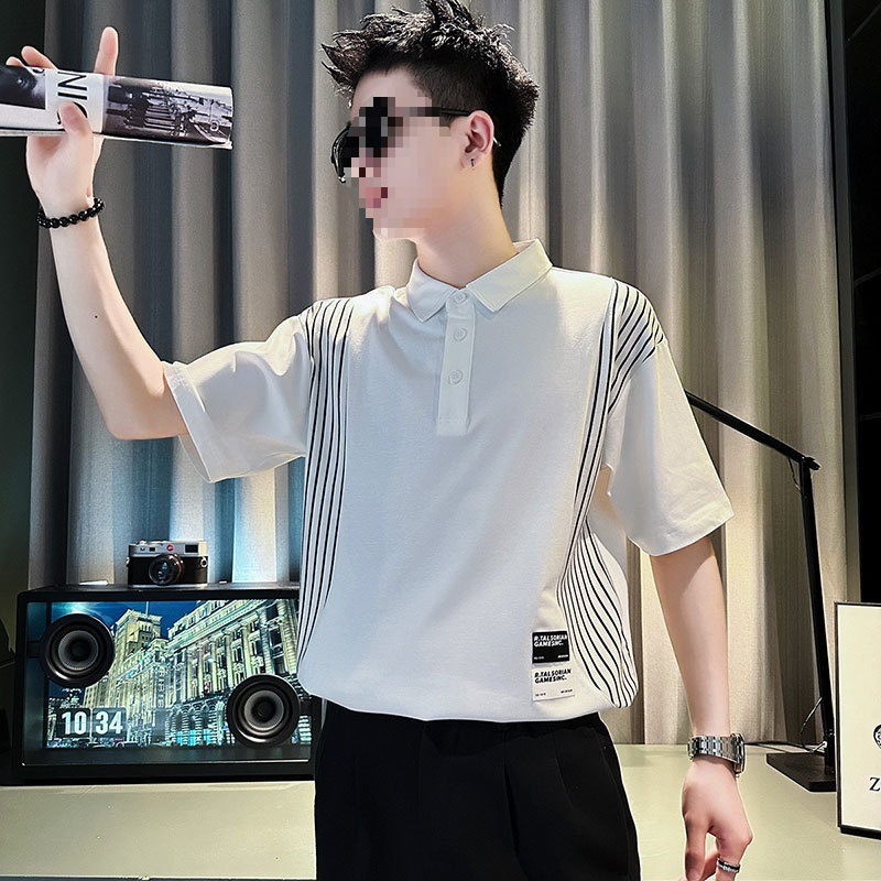 Polo de manga corta a rayas Camiseta de solapa de marca de moda de verano para hombre 2025 nuevo estilo casual ropa fina media manga