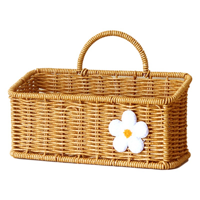 Cocina cesta de almacenamiento de jengibre y ajo imitación ratán tejido jengibre ajo cebolla huevo caja de almacenamiento ratán tejido colgante de pared cesta de flores portátil