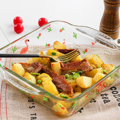 Anna flowers heat-resistant high boron glass baking pan baked rice plate vegetable plate grilled fish plate microwave oven steamer wholesale