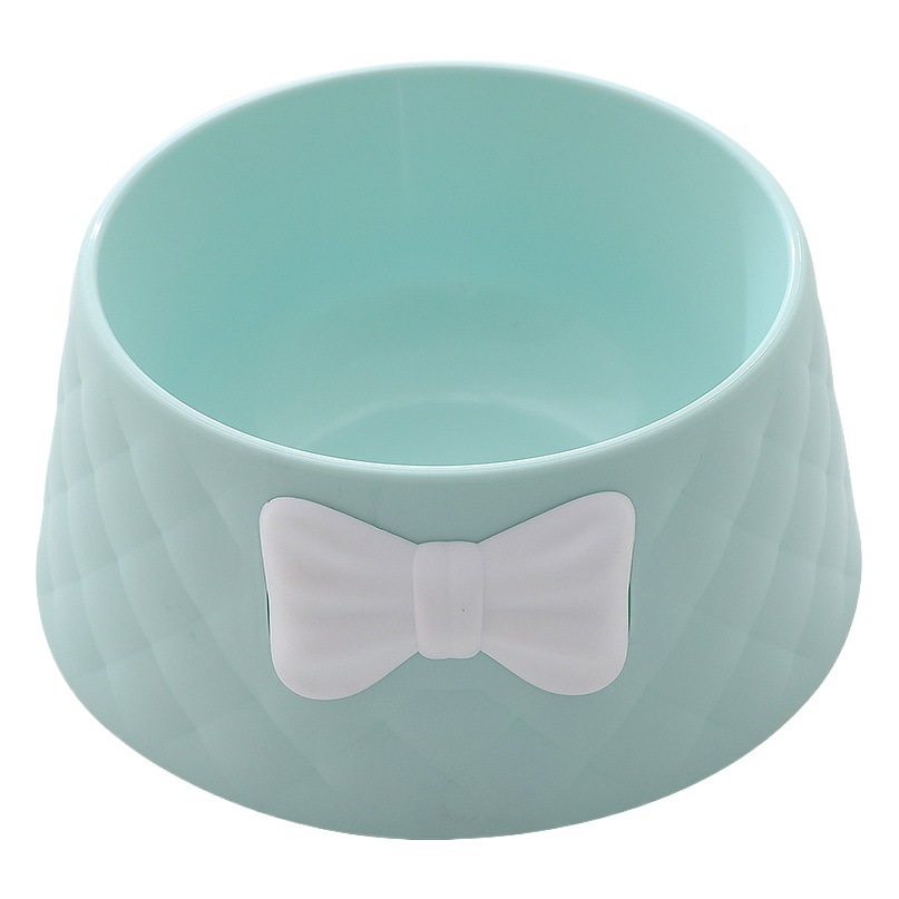 Pet Bowl macaron color nuevo estilo arco diamante patrón carretera gato tazón profundización a prueba de fugas perro vajilla al por mayor