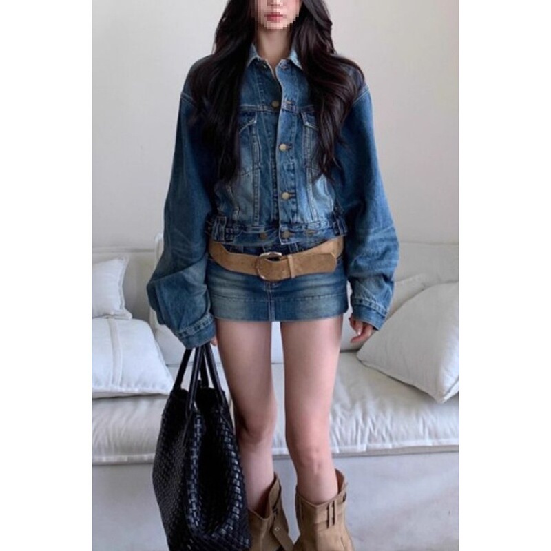 2026 New Spring Denim Suit for Women, Loose Slimming Jacket, Pure Desire Low-Waist Skirt Pants, Two-Piece Trendy Set for Women