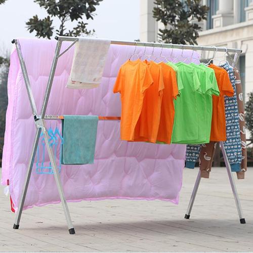 BB4C wholesale clothes drying rack floor-standing folding single and parallel bar clothes rack folding installation-free X-shaped balcony drying