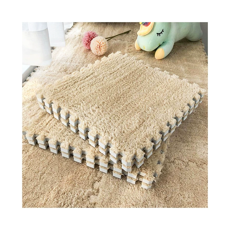 Plush Puzzle Carpet Tile, 30×30 cm, Soft Shag Surface, Interlocking Foam Mat