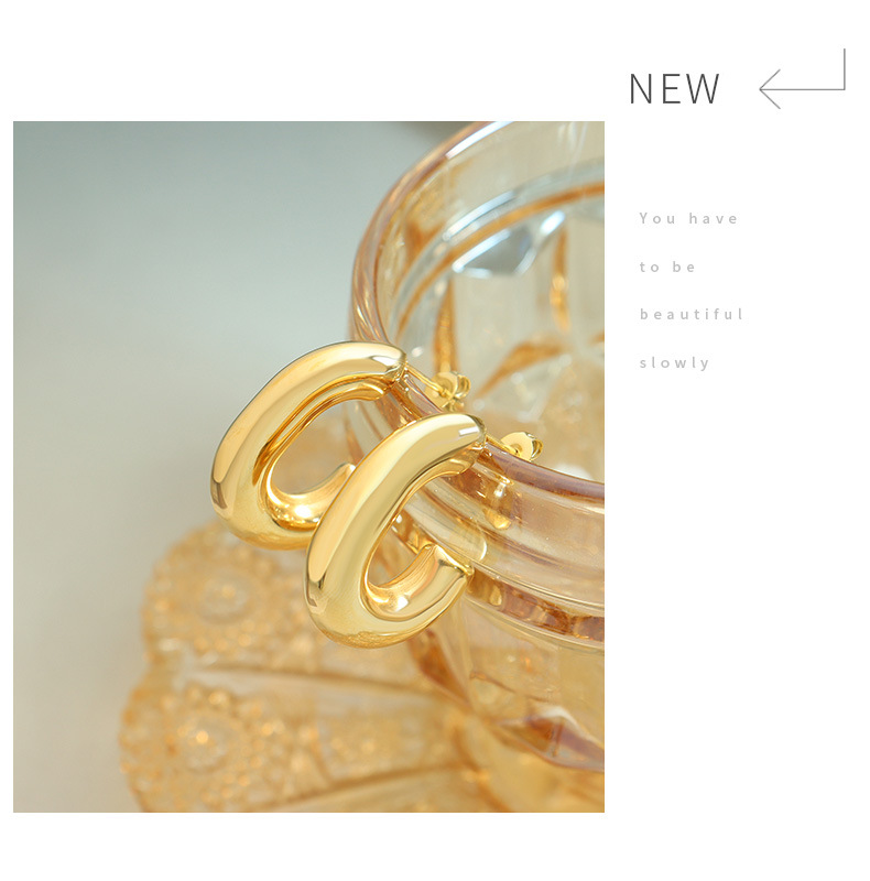 10g Weight Earrings Classification 1 Pair Quantity Street Occasion Titanium Steel Material U Shape Pattern Women'S Gender Plating Design Simple Style Style Simple Style U Shape Titanium Steel Plating Earrings 1 Pair 10