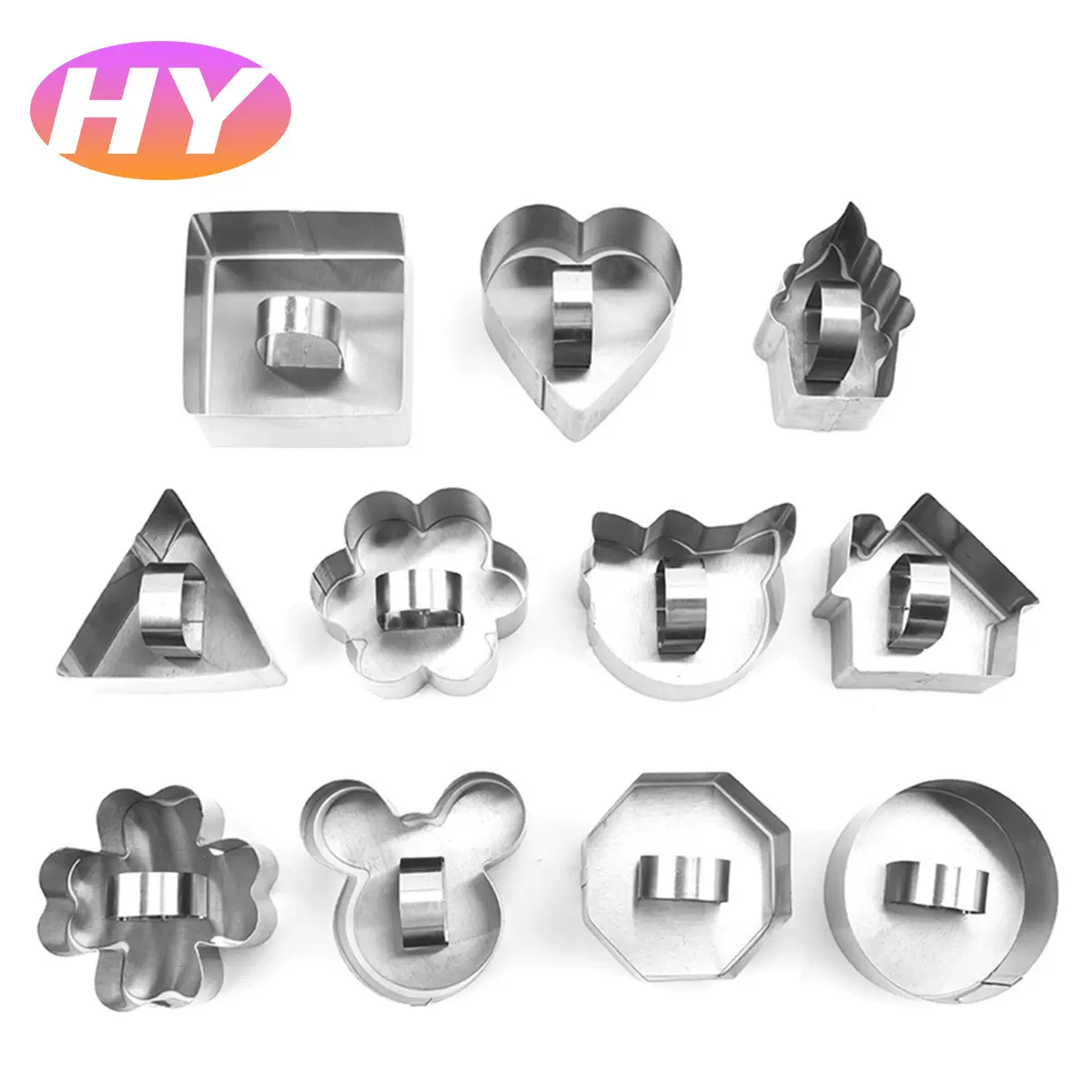 不锈钢慕斯圈2件套圆心花方形带推盖切模饼干模烘焙蛋糕模具寿司