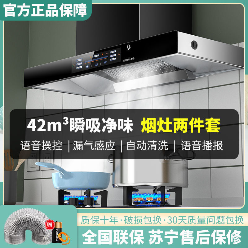 Range Hood Gas Stove Package Top Suction Range Hood Household Smoke Stove Set Meal Two-piece Wholesale