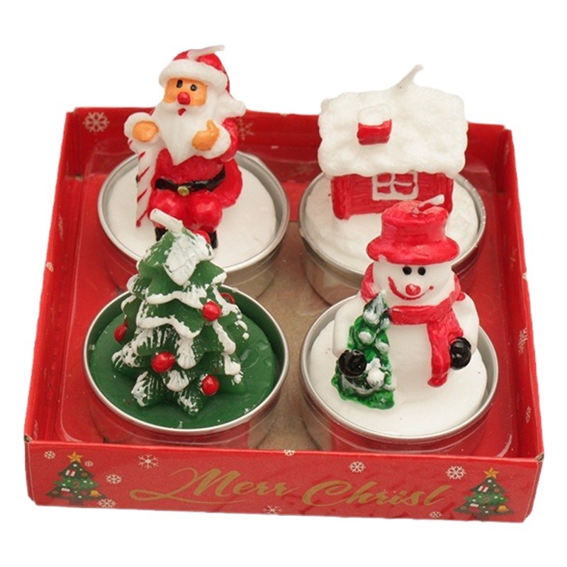 Navidad 4 velas traje viejo hombre árbol muñeco de nieve carnaval cena con velas románticas Navidad vela al por mayor