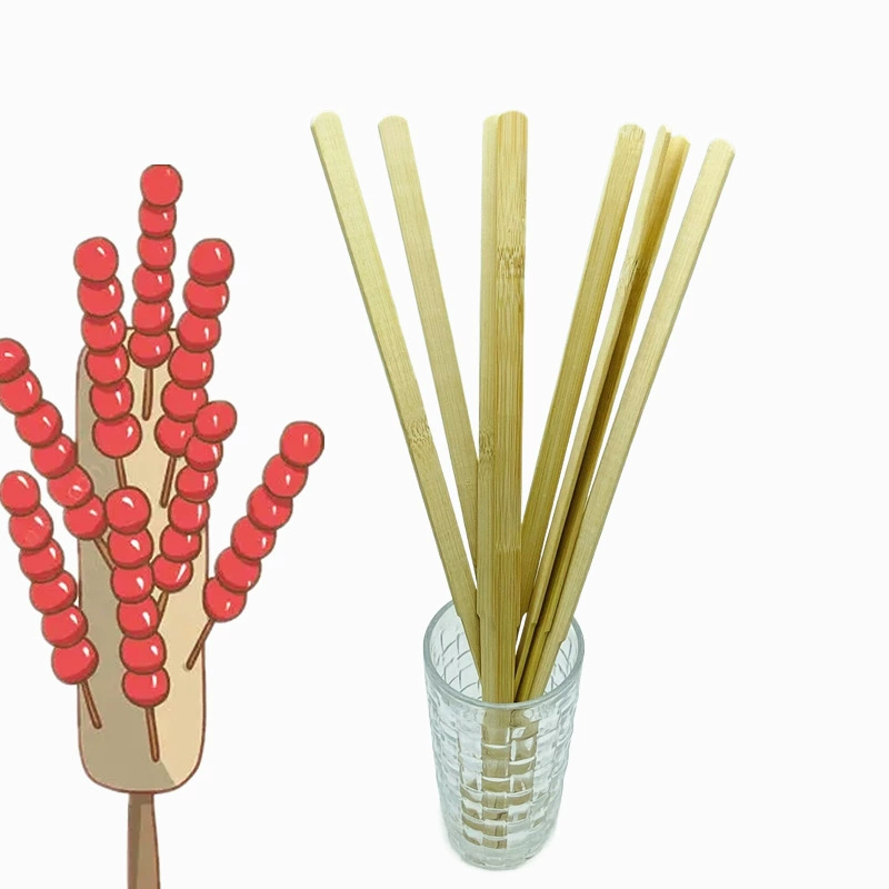 Заводское производство ручка бамбук Защита окружающей среды плоская палка вилка Целевая палка большая струна Боярышник ядерный фрукт сахар Тыква плоская бамбуковая палочка