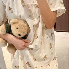 短袖睡裙A类全棉有氧双层纱睡衣月子家居服100棉纯棉长袖吊带睡裙