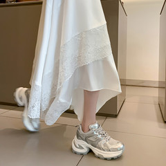 2024 Spring New Breathable Mesh 6cm Lightweight Thick Sole Platform Casual Ins Style Silver Dad's Shoes for Women Dropshipping