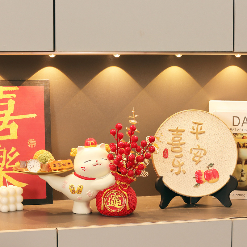 招财猫乔迁之喜新居摆件客厅布置搬家礼品玄关钥匙收纳装饰品摆设|undefined