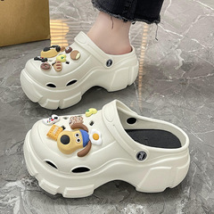 Cute Cartoon Thick Sole Hole Shoes Summer Women DIY Cartoon Dog Versatile Height Increasing EVA Outer Wearing Cap Slipper