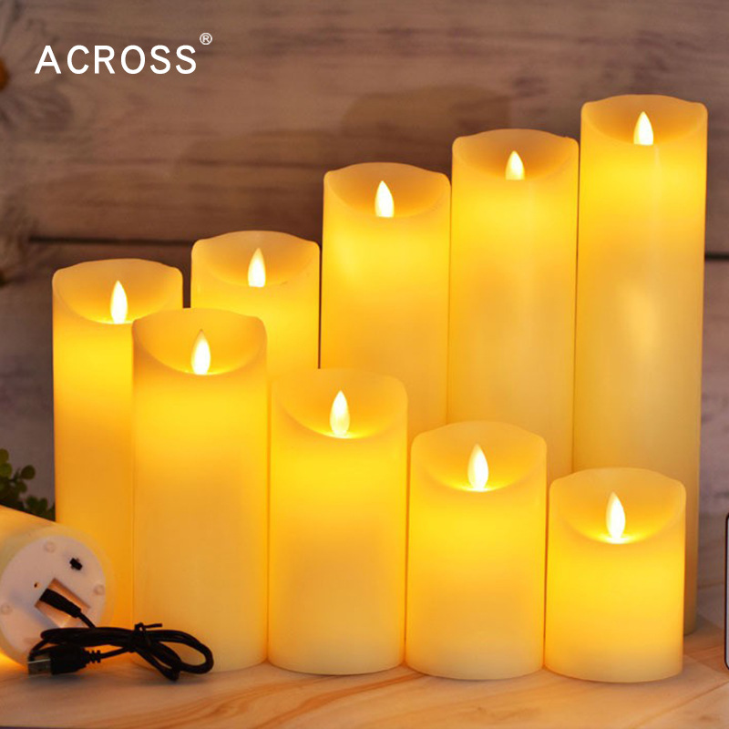 Control remoto LED lámpara de vela electrónica atmósfera de boda props simulación de llama creativa lámpara de noche vela recargable lámpara de Buda