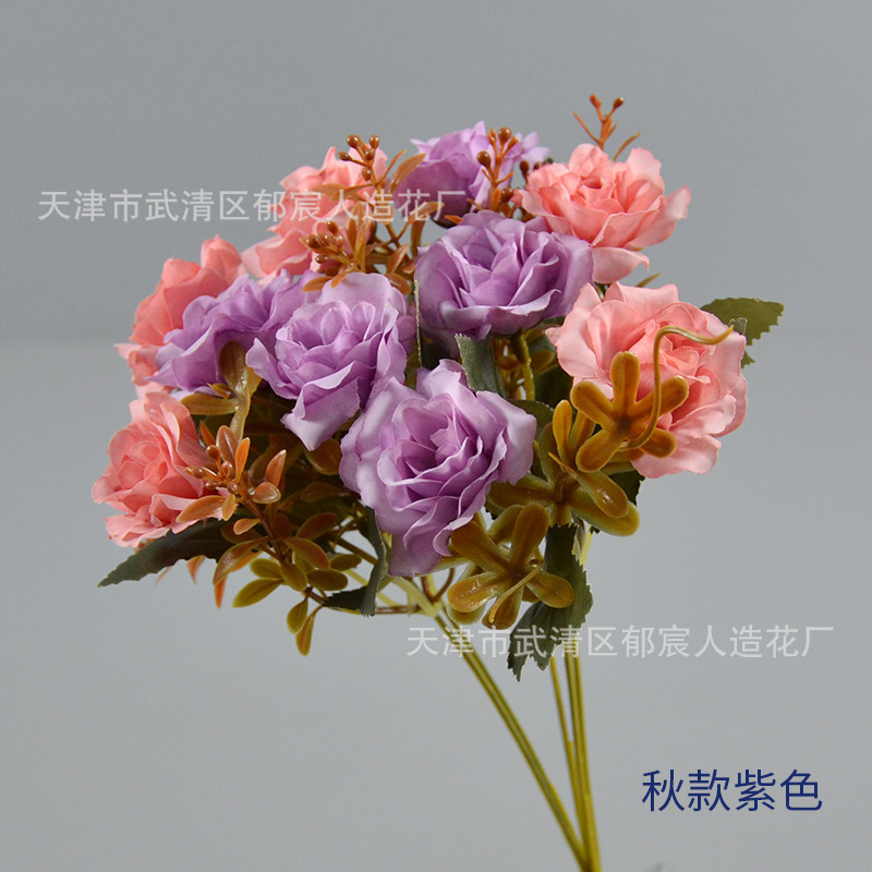 22 rosas de diamante paquete de otoño primavera corona floral centro comercial vitrinas para colocar sala de estar comedor decoración