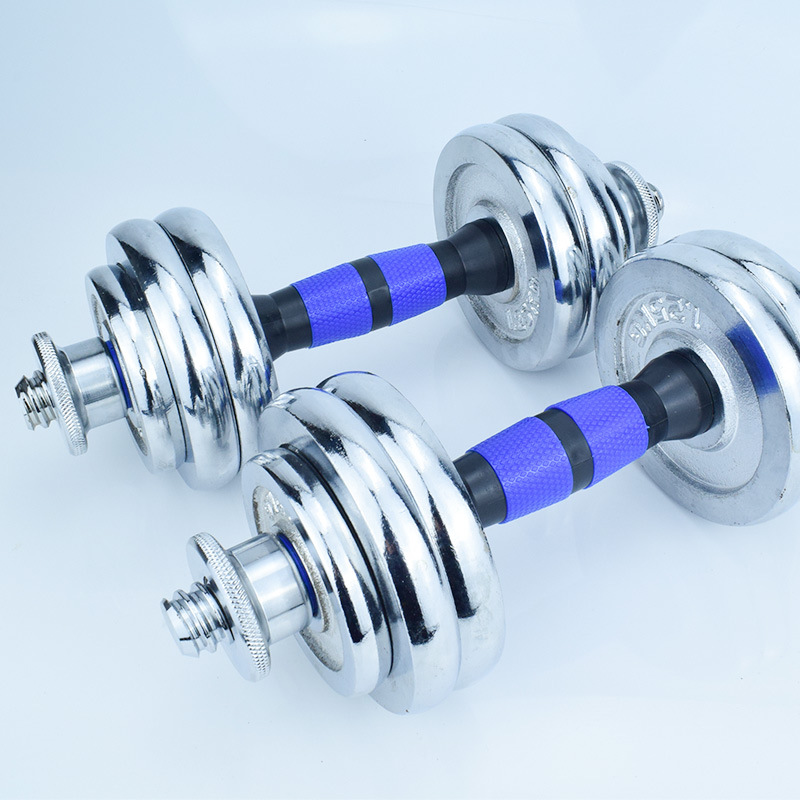 Venta directa azul varilla mancuernas hombres fitness equipo hogar comercial peso ajustable hierro puro macizo galvanoplastia