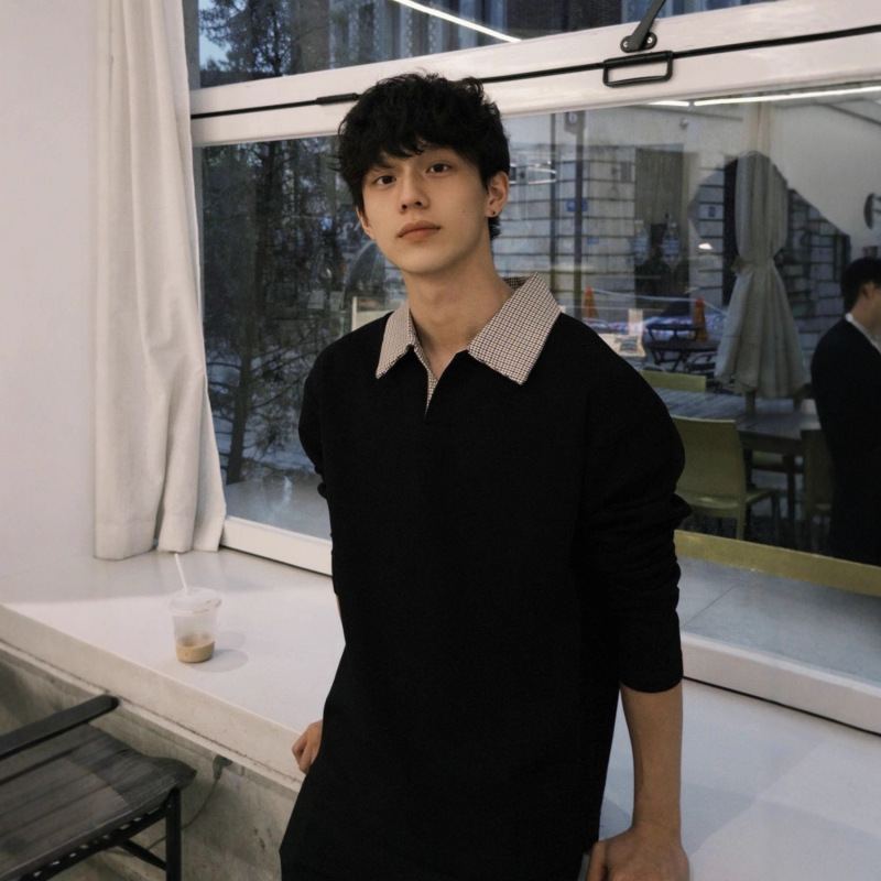 正肩上衣POLO长袖格美式打底拼接恤老钱风t复古衫cleanfit男|undefined