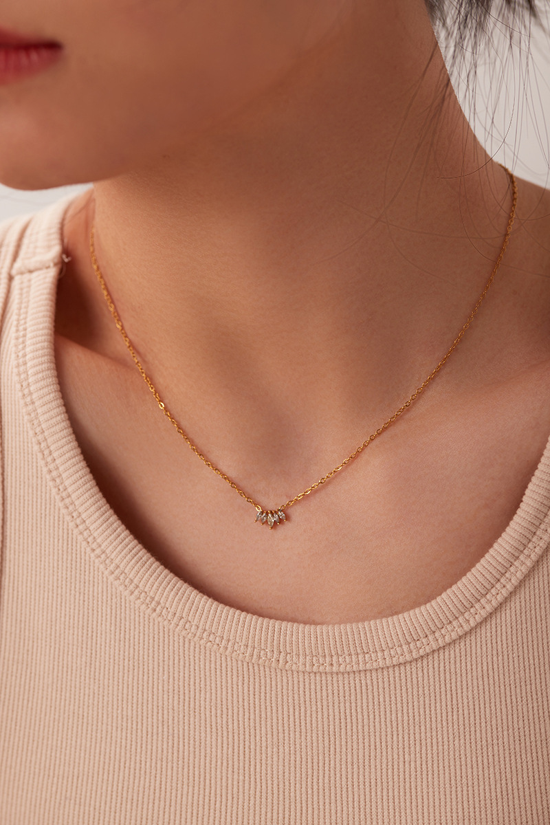 Fashion Geometric Stainless Steel Pendant Necklace Plating Zircon Stainless Steel Necklaces